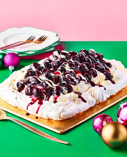 Cherry and White Chocolate Pavlova