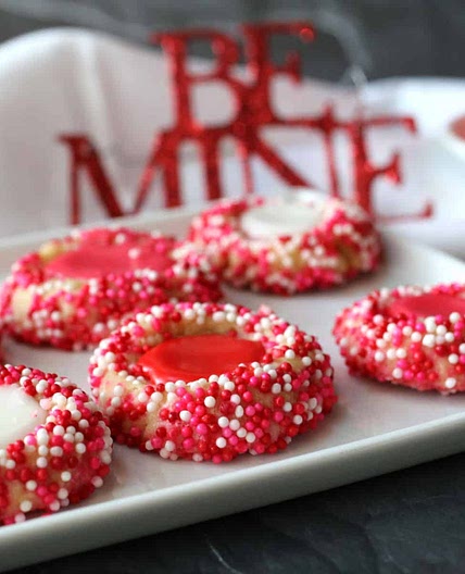 Iced Valentine's Day Thumbprint Cookies