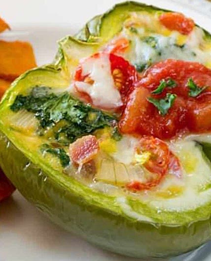 Kale & Bacon Breakfast Stuffed Peppers