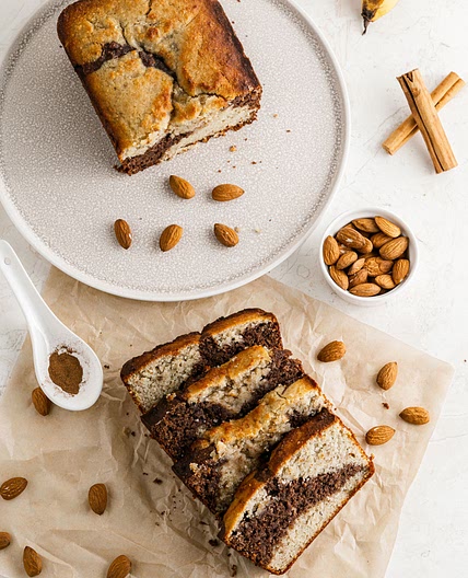 The Best Keto Banana Bread with Chocolate Marble