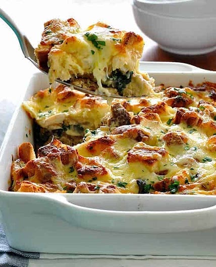 Chicken and Spinach Strata (Bread Bake)