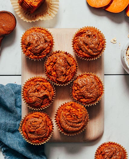 Fluffy Almond Butter Sweet Potato Muffins (GF)