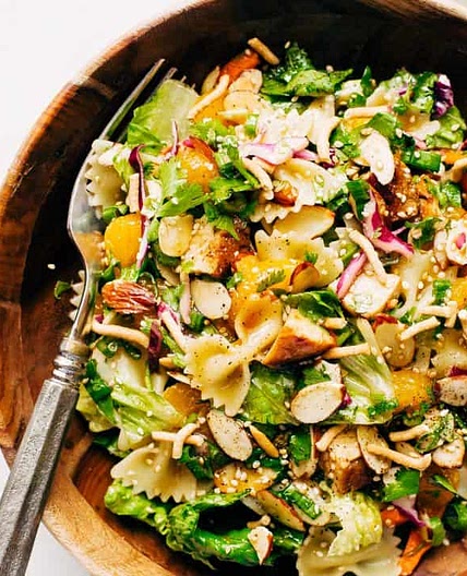 Sesame Chicken Pasta Salad with Ginger Dressing