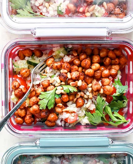 Mediterranean Cauliflower Chickpea Salad