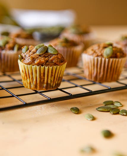 Mini Banana Pumpkin Chocolate Chip Muffins