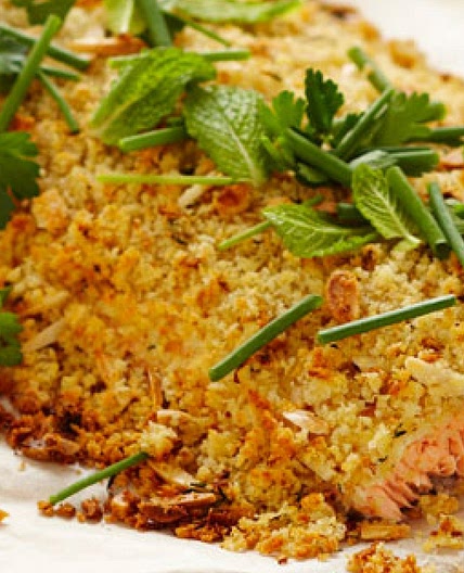 Whole Atlantic Salmon Fillet with Almond, Thyme and Lemon Crust