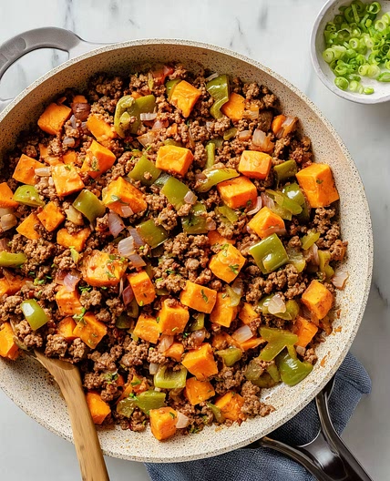 Ground Beef and Sweet Potato Skillet