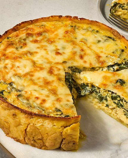 Spinach and Artichoke Dip Potato Crust Quiche