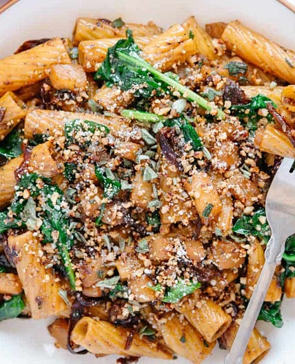 Caramelized Onion Apple Pasta with Sage (vegan + gluten-free)