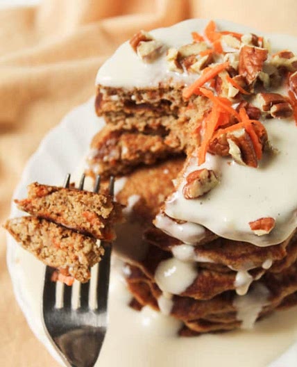 Carrot Cake Pancakes (gluten-free, whole grain, refined sugar-free)
