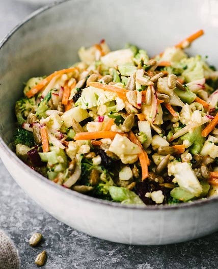 Broccoli and Cauliflower Salad with Sunbutter Sauce