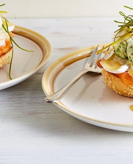 Smoked salmon & Brie eggs Benedict