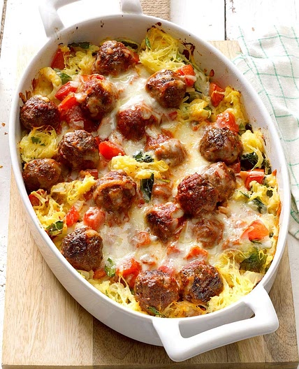 Spaghetti Squash Meatball Casserole