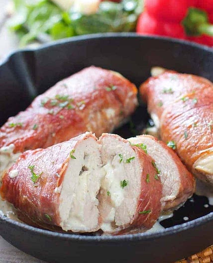 Prosciutto Wrapped Chicken Stuffed with Herb Cream Cheese