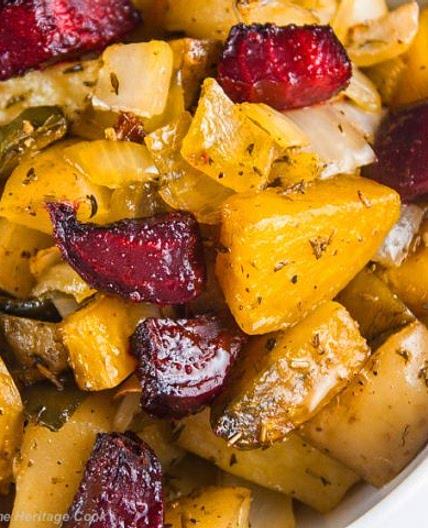 Rosemary Roasted Beets, Potatoes and Peppers (GF)