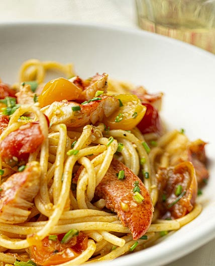 Pâtes au homard et tomates cerises