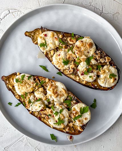 Honey Goat Cheese Roasted Aubergine