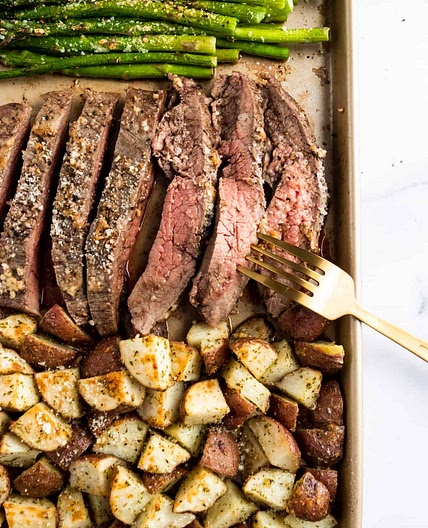 Parmesan Crusted Steak and Potato Sheet Pan Dinner