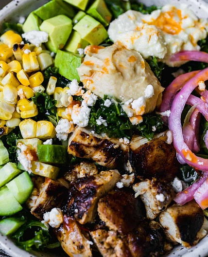 Harissa Avocado Chicken Bowls