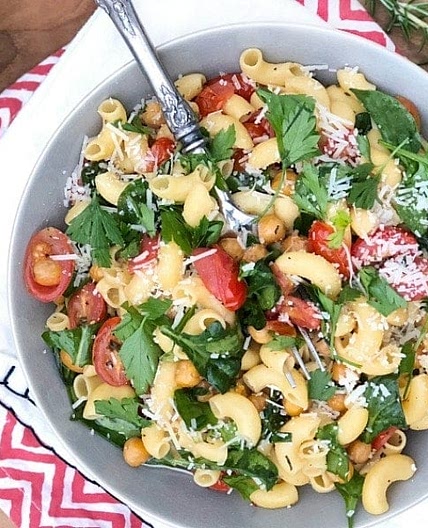 Easy Healthy Pasta with Crispy Rosemary Chickpeas