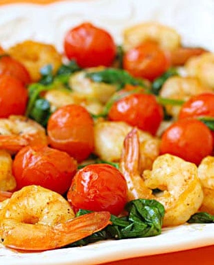 Sautéed Shrimp with Spinach & Tomatoes