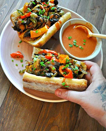 Vegan Roasted Vegetable Subs with Creamy French Dressing