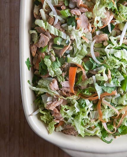 Crunchy Salmon Salad with Sriracha Dressing