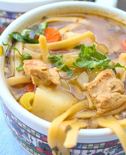 Vegan chicken noodle soup