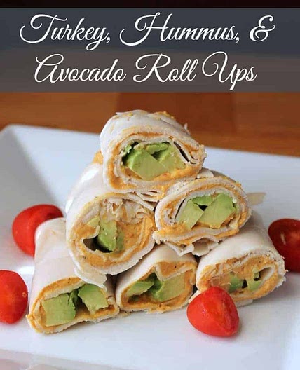 Turkey, Avocado, and Hummus Roll Ups {No Bread}