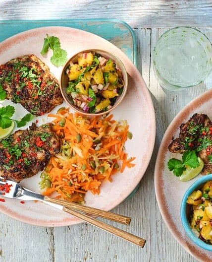Jerk chicken with chargrilled pineapple salsa