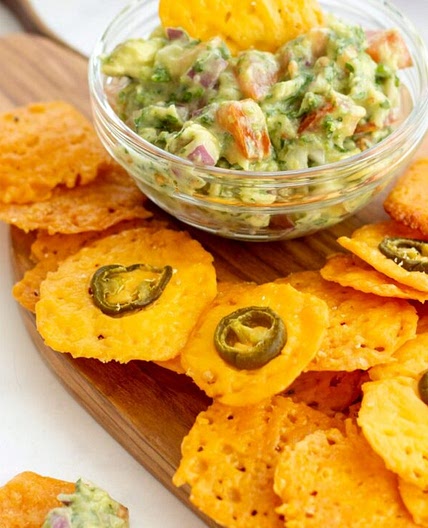 Keto Cheese Chips and Guacamole