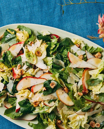 Escarole, Pear, Parmesan, and Basil Leaf Salad