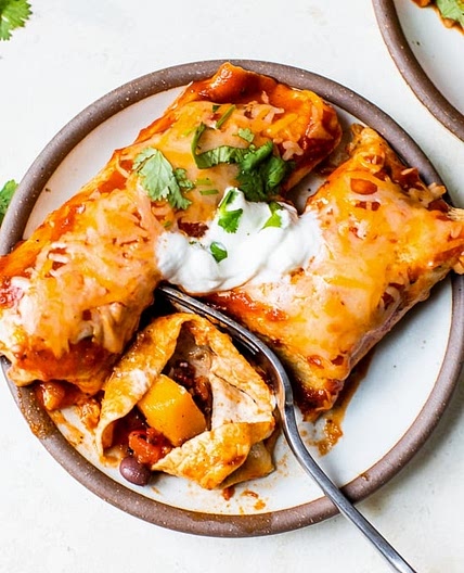 Vegetarian Butternut Squash and Black Bean Enchiladas