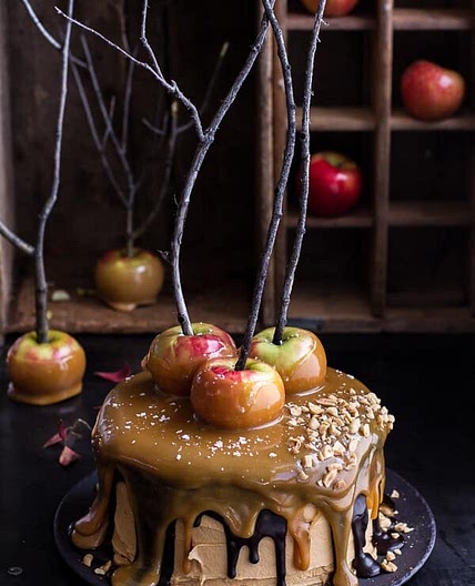Salted Caramel Apple Snickers Cake