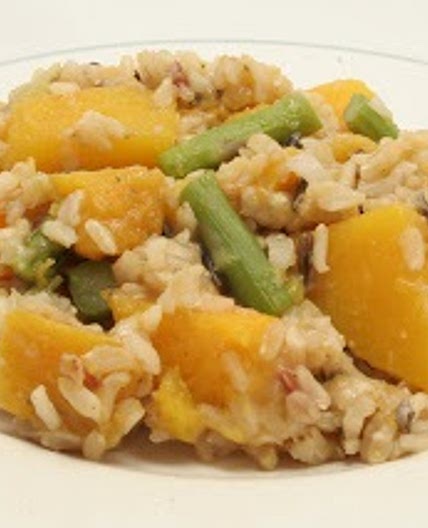 Baked Rice with Butternut Squash and Asparagus