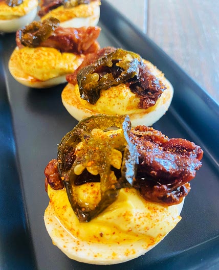 Smoked BBQ Pork Deviled Eggs