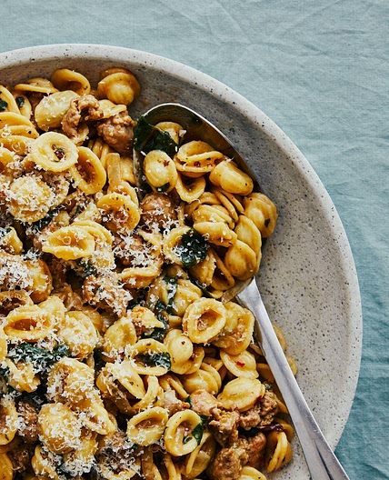 Orechiettes one pot aux saucisses & à la bette à carde