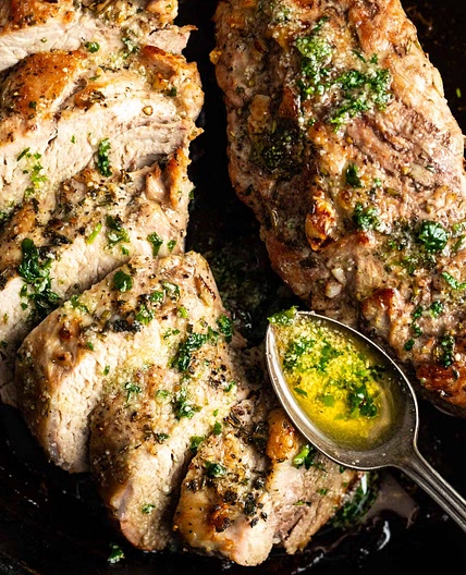 Keto Pork Tenderloin with Garlic Herb Butter