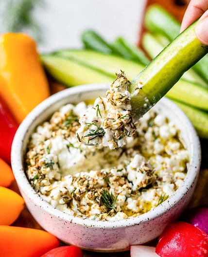 High-Protein Cottage Cheese Veggie Dip with Za’atar