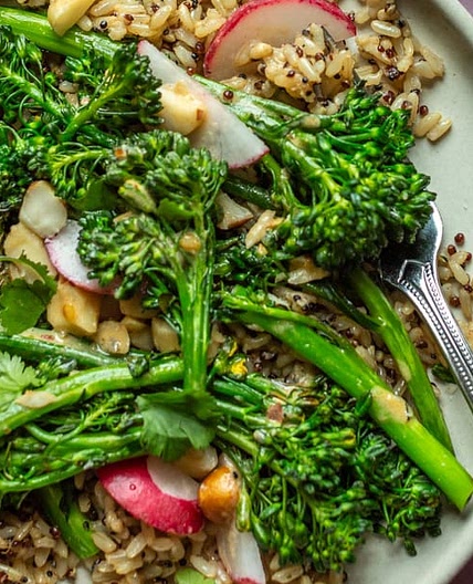 Broccolini and Rice Salad with Tahini Dressing