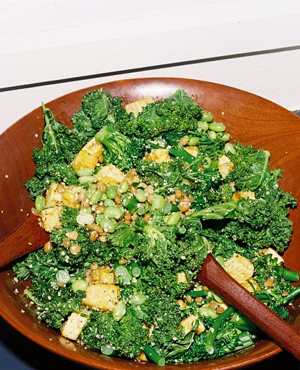 Lentil and tempeh salad with tahini dressing