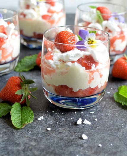 Eton Mess with Strawberries and Elderflower Cream