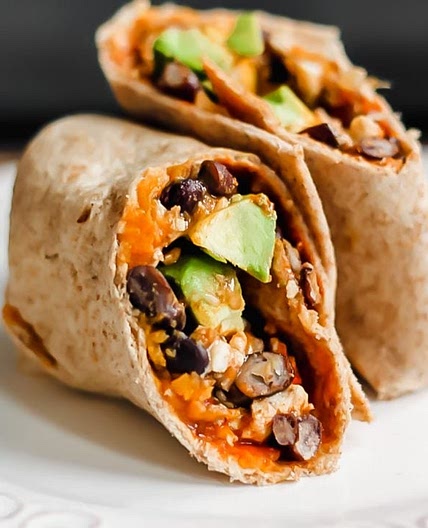 Sweet Potato, Black Bean & Egg White Breakfast Burritos