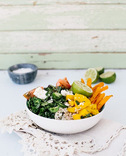 salade de style burritos & frites de patate douces