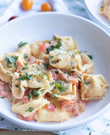 Creamy Parmesan Tortellini with Tomatoes Recipe