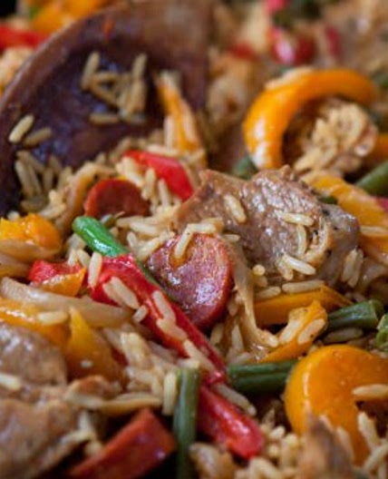 All-in-one spicy pork and rice