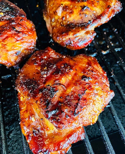 Smoked Candied Garlic Chicken Thighs