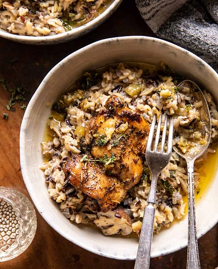 Crockpot Herb Butter Chicken and Wild Rice