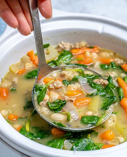 Turkey + Sausage + Spinach + White Bean Soup