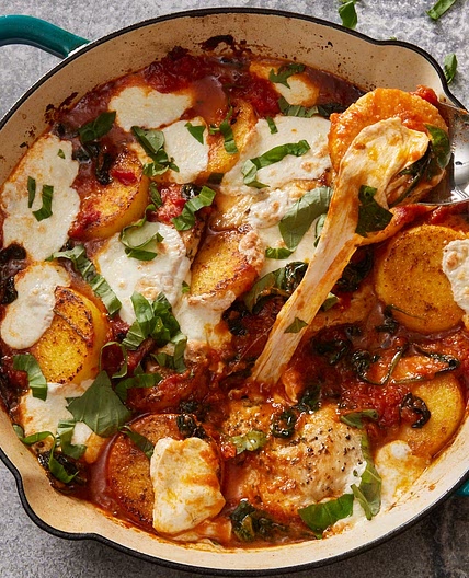 Caprese Chicken & Polenta Bake